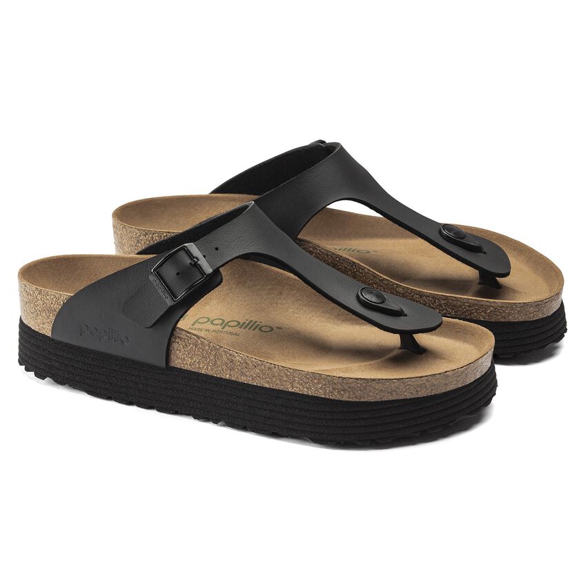 בירקנשטוק כפכפי נשים גיזה שחור Birkenstock Gizeh Platform Vegan Birko-Flor Black
