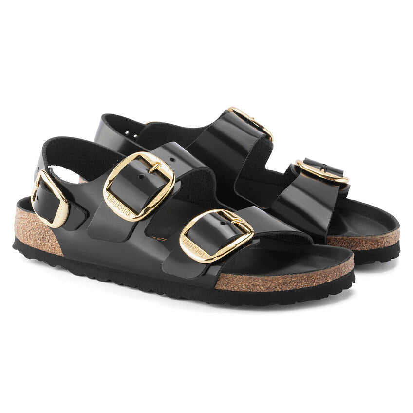 Birkenstock Milano Big Buckle High Shine Black בירקנשטוק סנדלי נשים