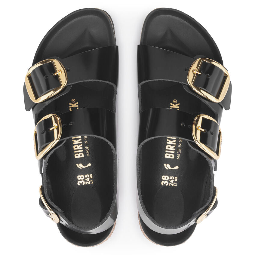 Birkenstock Milano Big Buckle High Shine Black בירקנשטוק סנדלי נשים