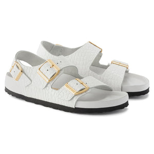 Birkenstock Milano Rivet Logo Emboss white סנדלי נשים בירקנשטוק