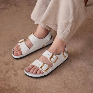 Birkenstock Milano Rivet Logo Emboss white סנדלי נשים בירקנשטוק