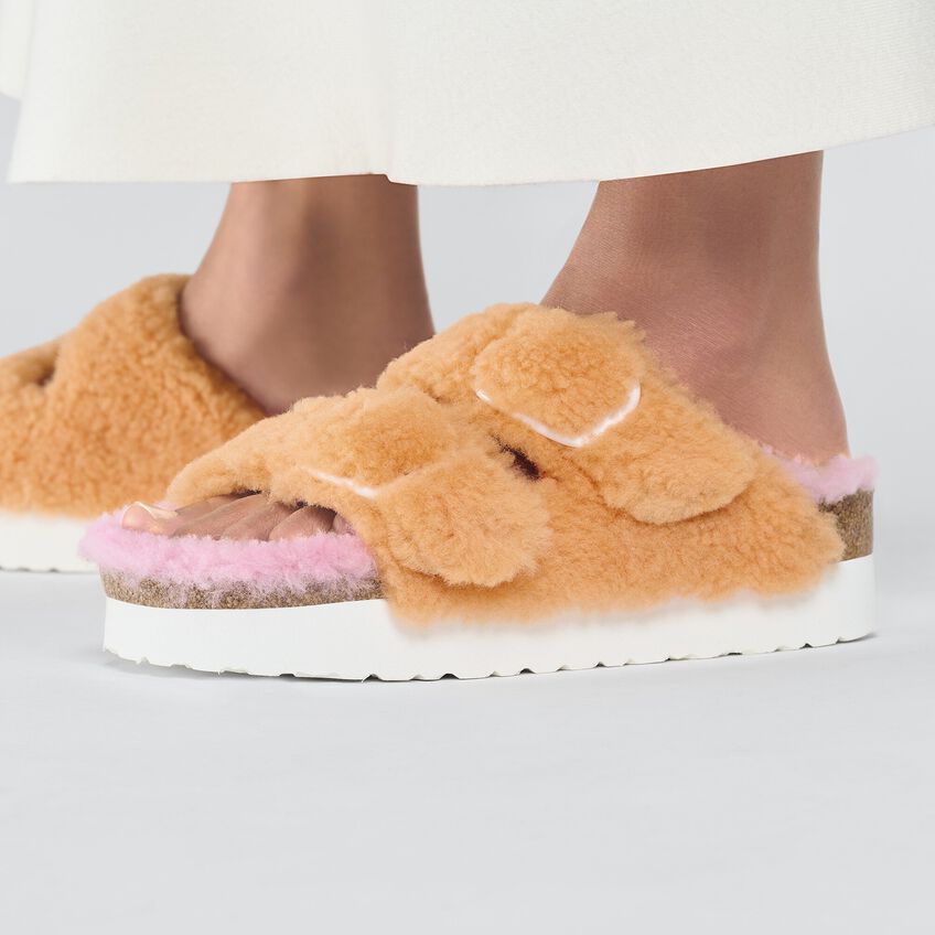 Birkenstock Arizona Big Buckle PAP Papaya Candy Pink אריזונה פרווה פלטפורמה