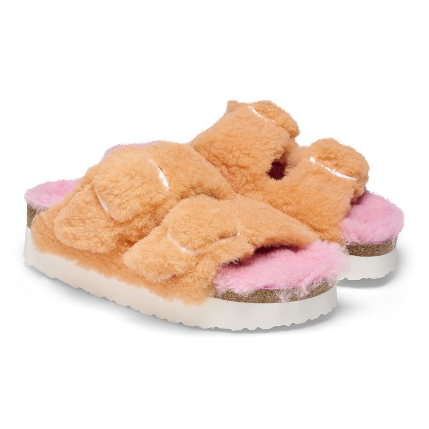 Birkenstock Arizona Big Buckle PAP Papaya Candy Pink אריזונה פרווה פלטפורמה