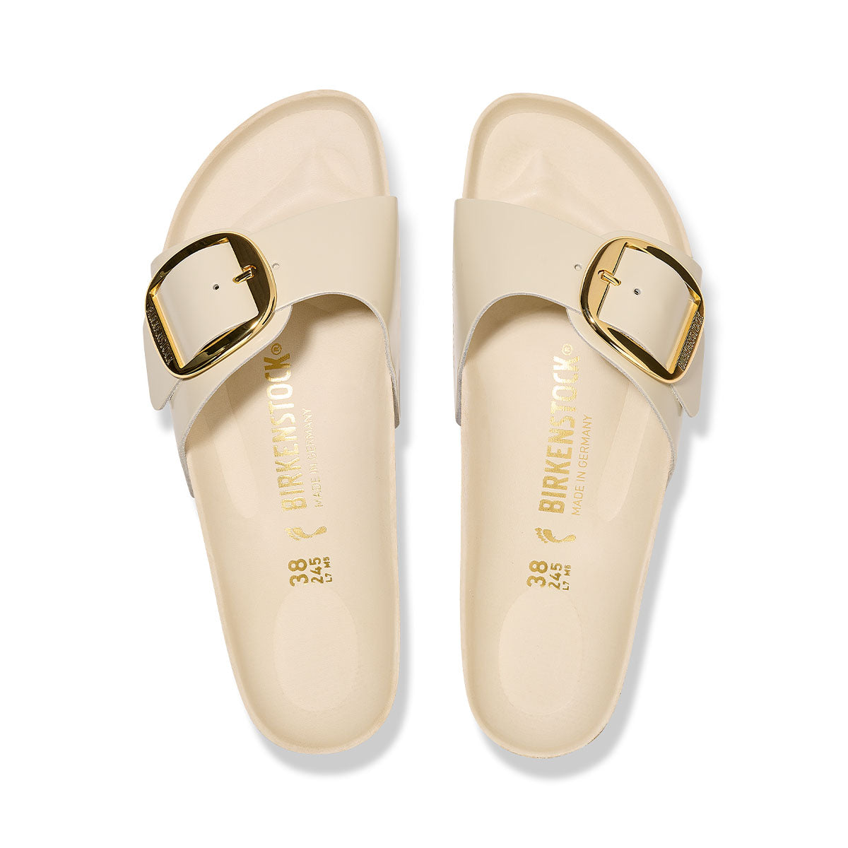 Birkenstock Madrid Big Buckle High Shine Ecru כפכפי בירקנשטוק מדריד אבזם קרם לנשים