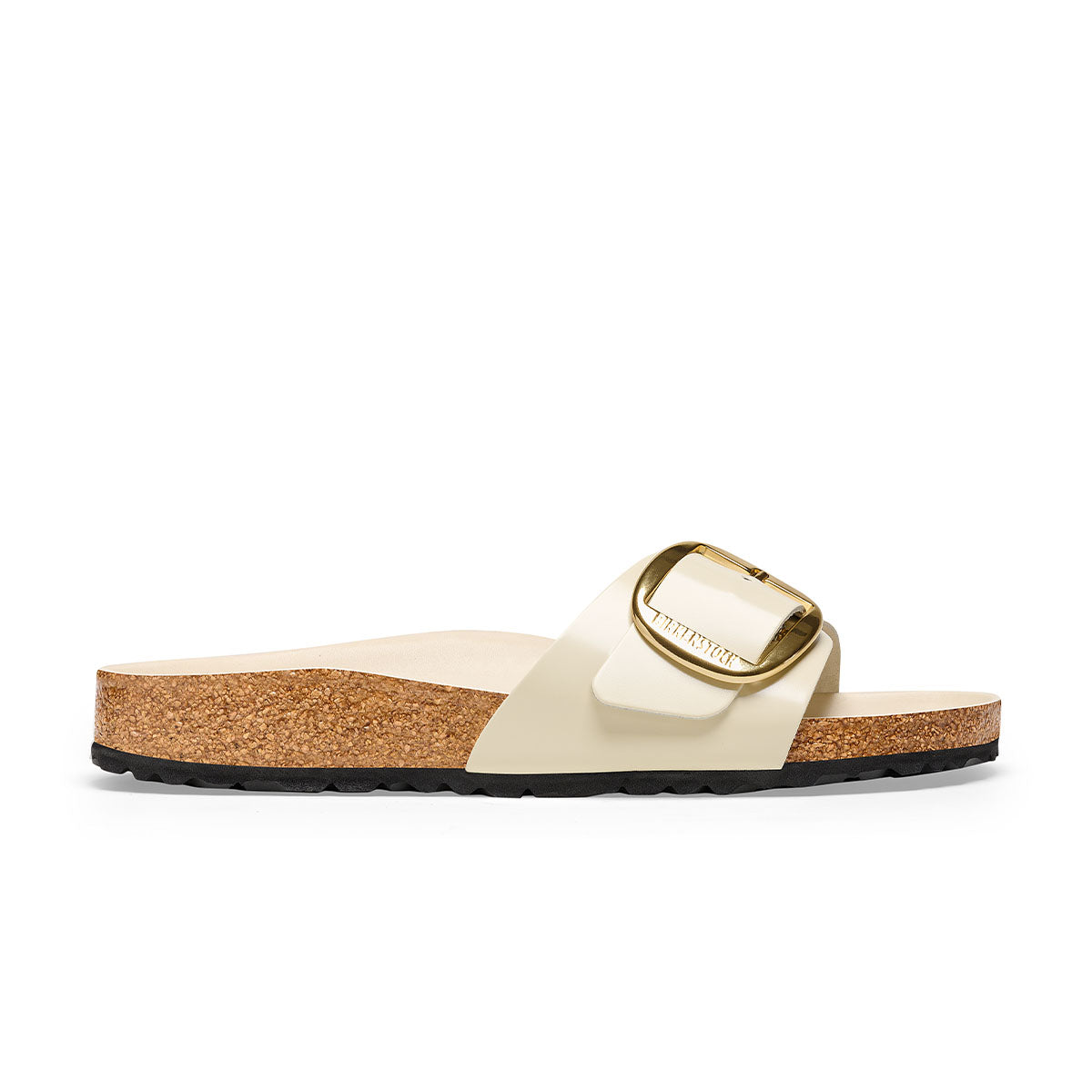 Birkenstock Madrid Big Buckle High Shine Ecru כפכפי בירקנשטוק מדריד אבזם קרם לנשים