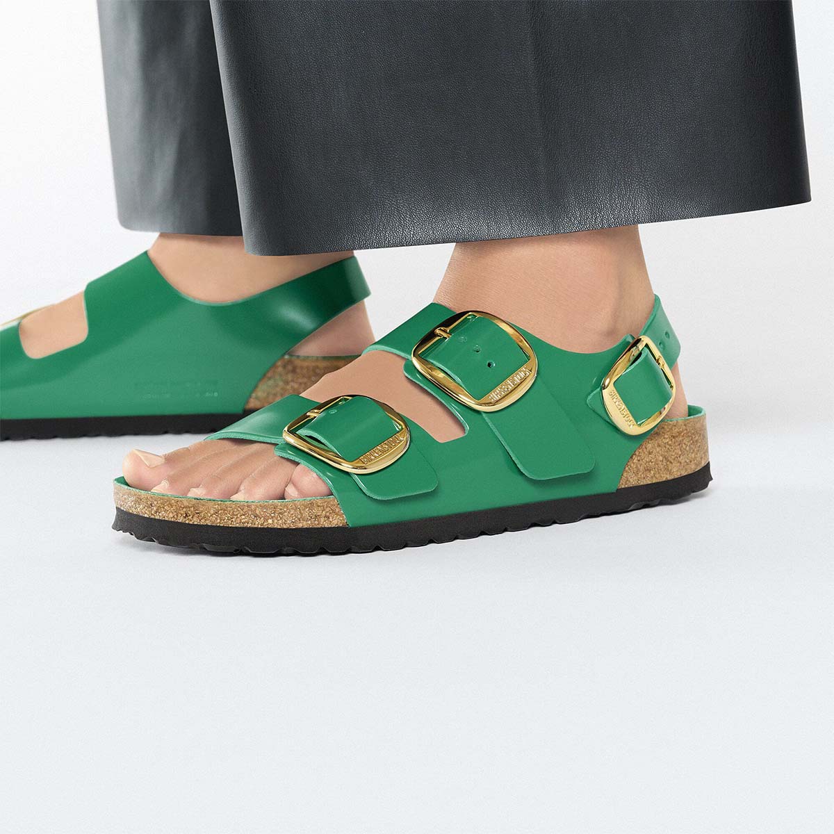 Birkenstock Milano Big Buckle High Shine Green סנדלי בירקנשטוק מילאנו לנשים