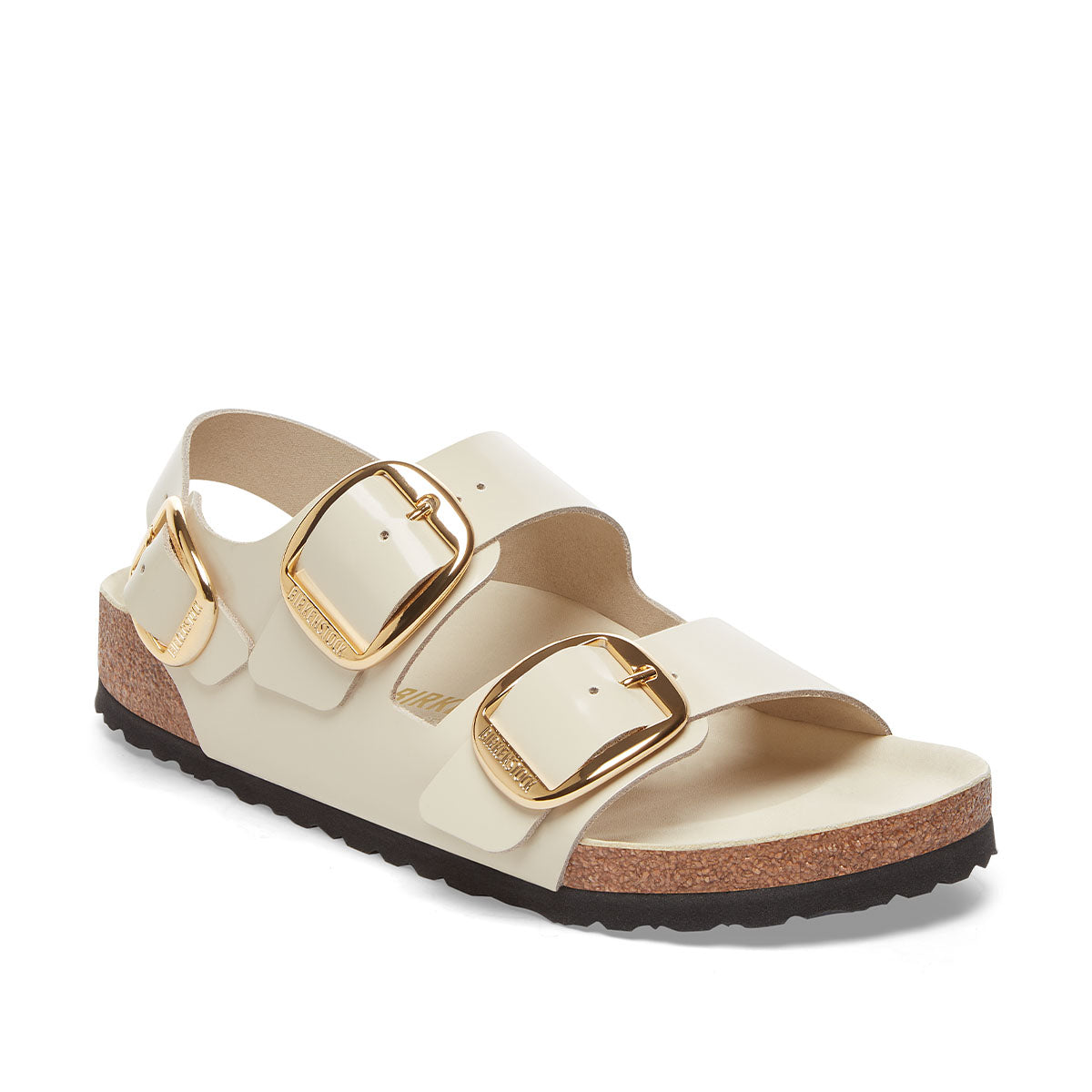 Birkenstock Milano Big Buckle High-Shine Ecru סנדלי בירקנשטוק מילאנו אבזם בז