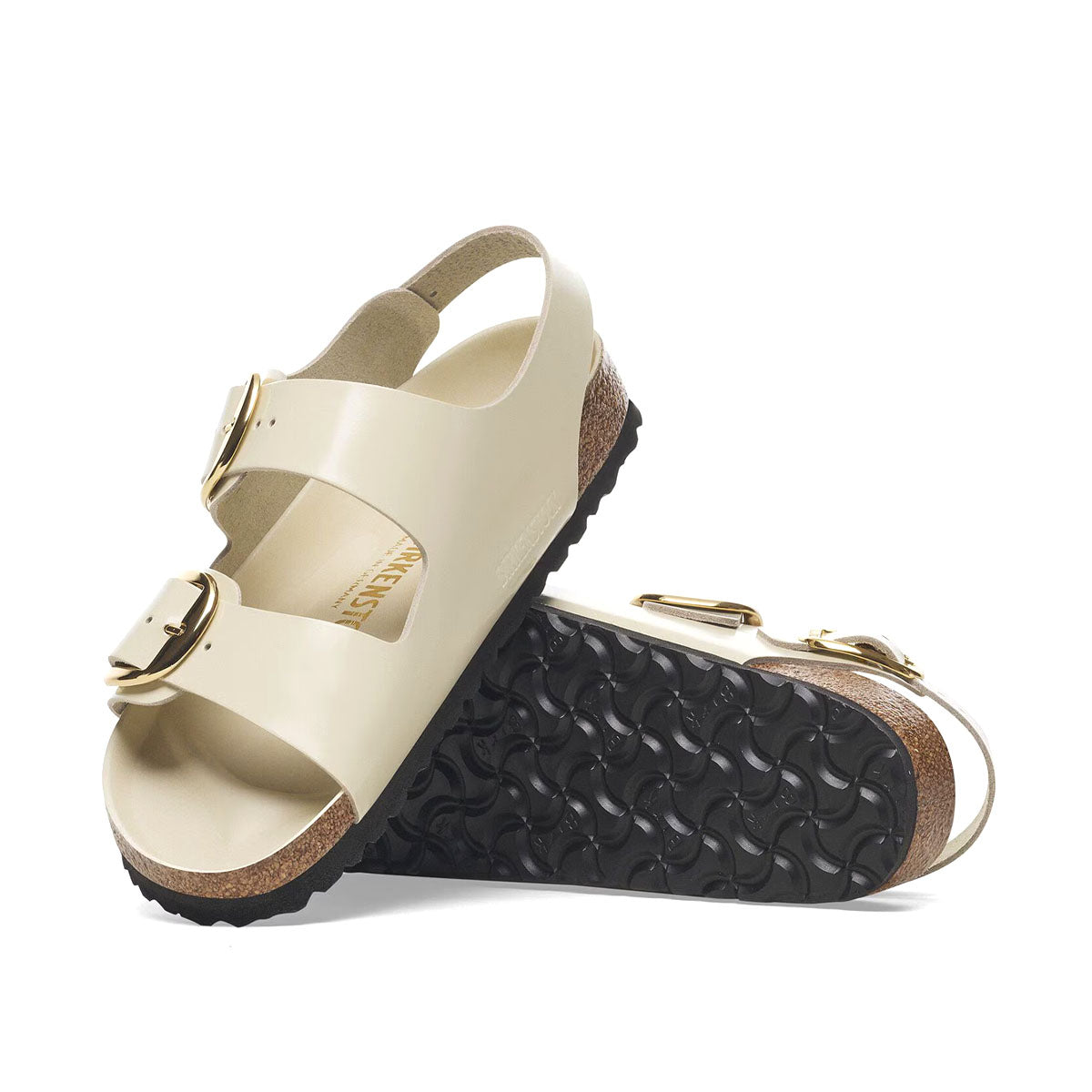 Birkenstock Milano Big Buckle High-Shine Ecru סנדלי בירקנשטוק מילאנו אבזם בז