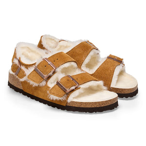 Birkenstock Milano Suede Shearling Mink סנדלי בירקנשטוק מילאנו פרווה מינק