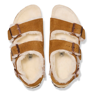 Birkenstock Milano Suede Shearling Mink סנדלי בירקנשטוק מילאנו פרווה מינק