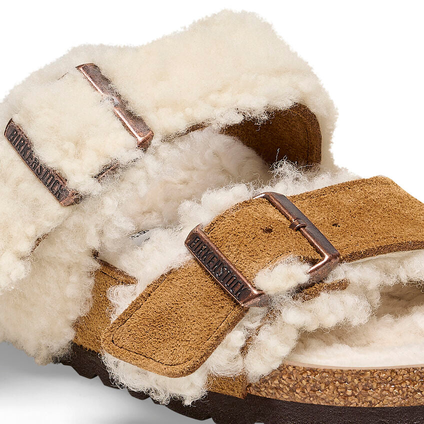 Birkenstock Arizona Split Teddy Parts Rivet Logo Mink בירקנשטוק אריזונה ספליט טדי מינק