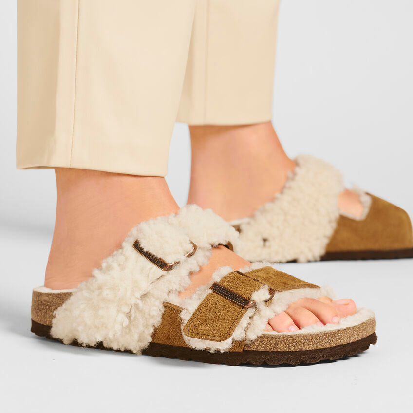 Birkenstock Arizona Split Teddy Parts Rivet Logo Mink בירקנשטוק אריזונה ספליט טדי מינק