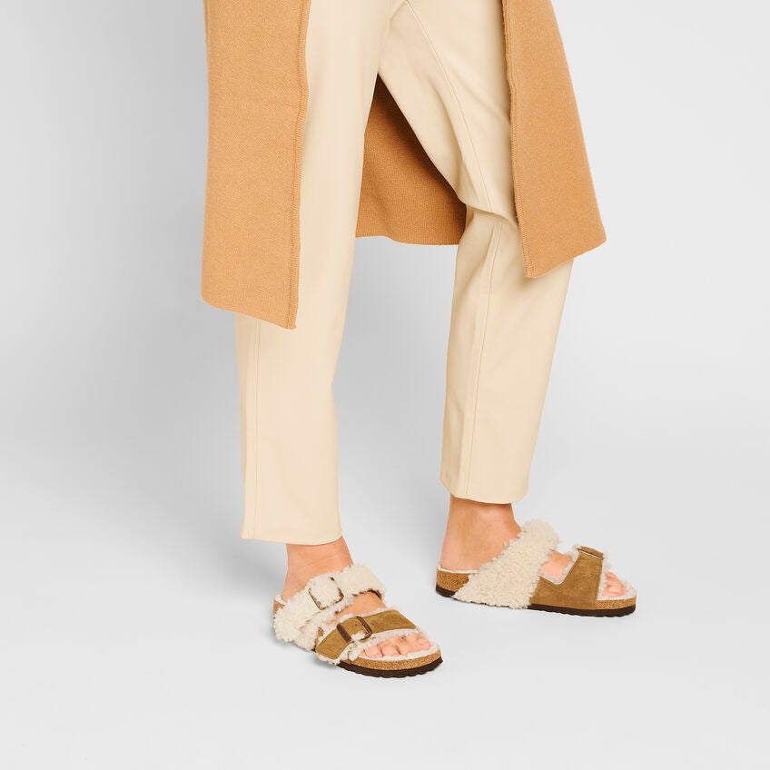 Birkenstock Arizona Split Teddy Parts Rivet Logo Mink בירקנשטוק אריזונה ספליט טדי מינק