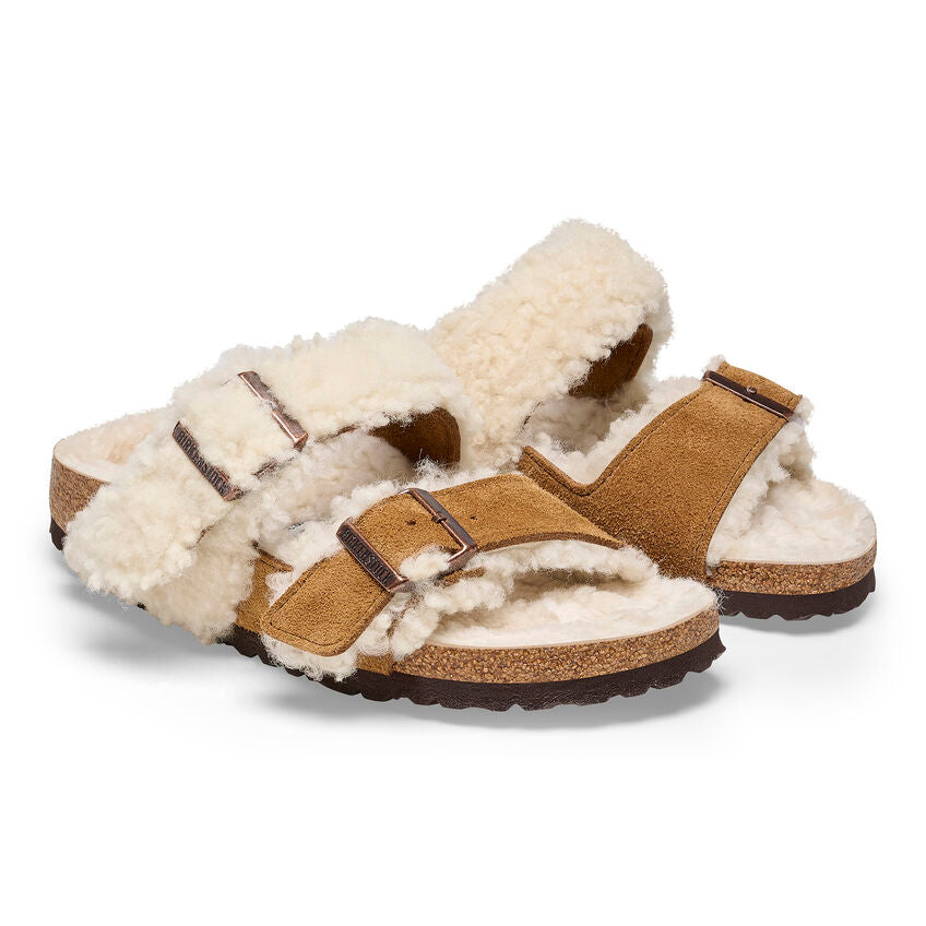 Birkenstock Arizona Split Teddy Parts Rivet Logo Mink בירקנשטוק אריזונה ספליט טדי מינק