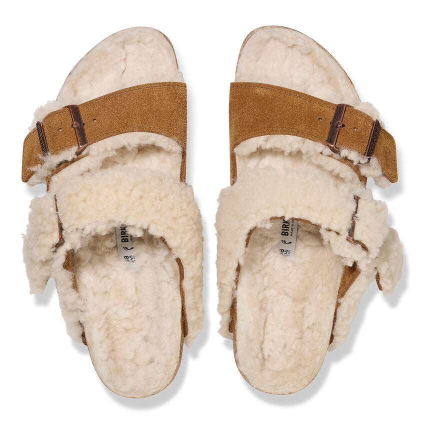 Birkenstock Arizona Split Teddy Parts Rivet Logo Mink בירקנשטוק אריזונה ספליט טדי מינק