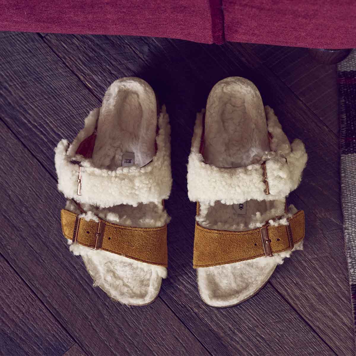 Birkenstock Arizona Split Teddy Parts Rivet Logo Mink בירקנשטוק אריזונה ספליט טדי מינק