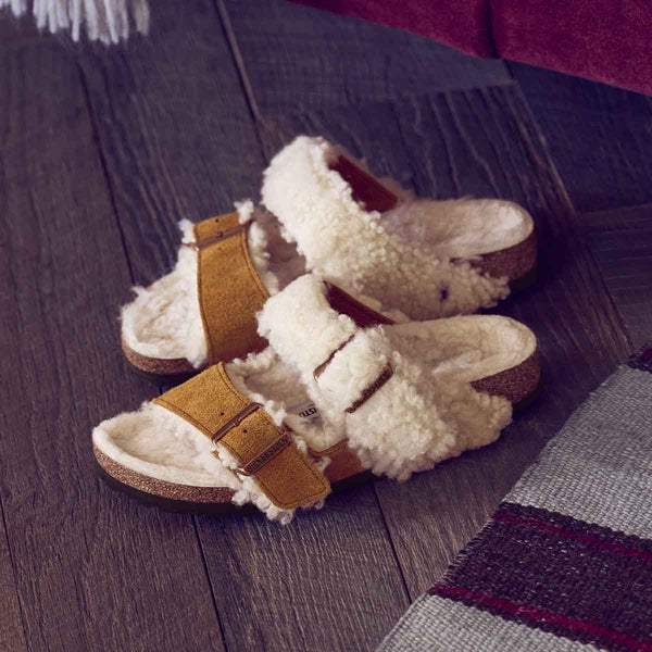 Birkenstock Arizona Split Teddy Parts Rivet Logo Mink בירקנשטוק אריזונה ספליט טדי מינק