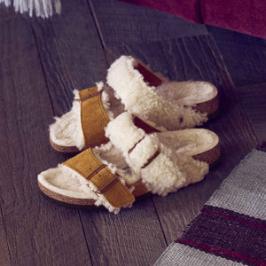 Birkenstock Arizona Split Teddy Parts Rivet Logo Mink בירקנשטוק אריזונה ספליט טדי מינק