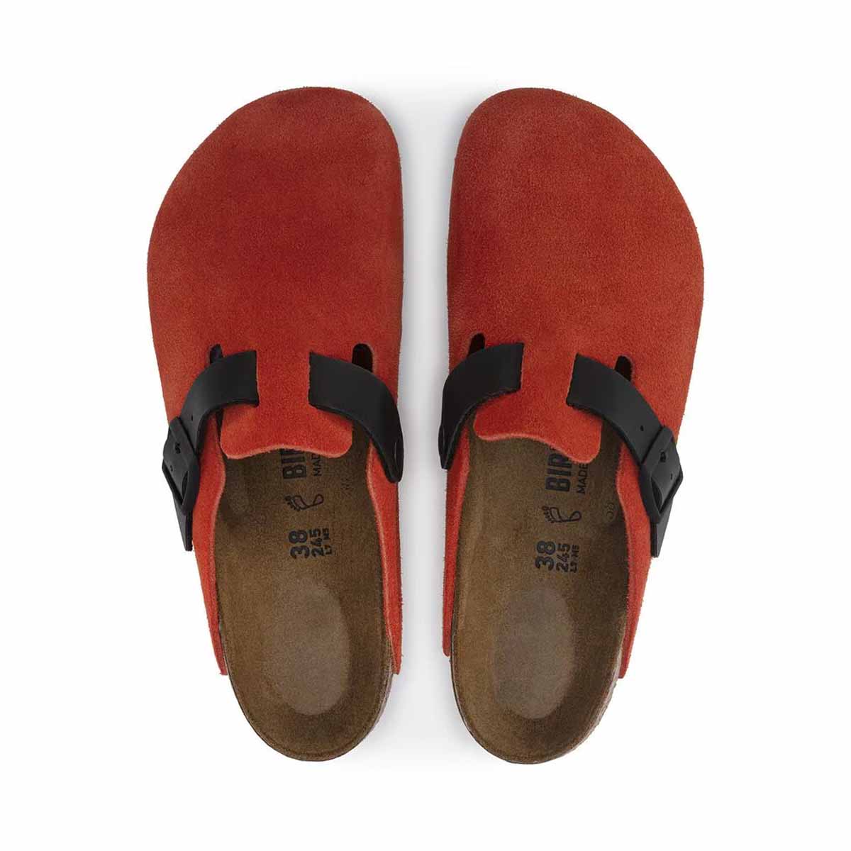 Birkenstock Boston Tomato Black כפכפי בירקנשטוק בוסטון אדום שחור לנשים
