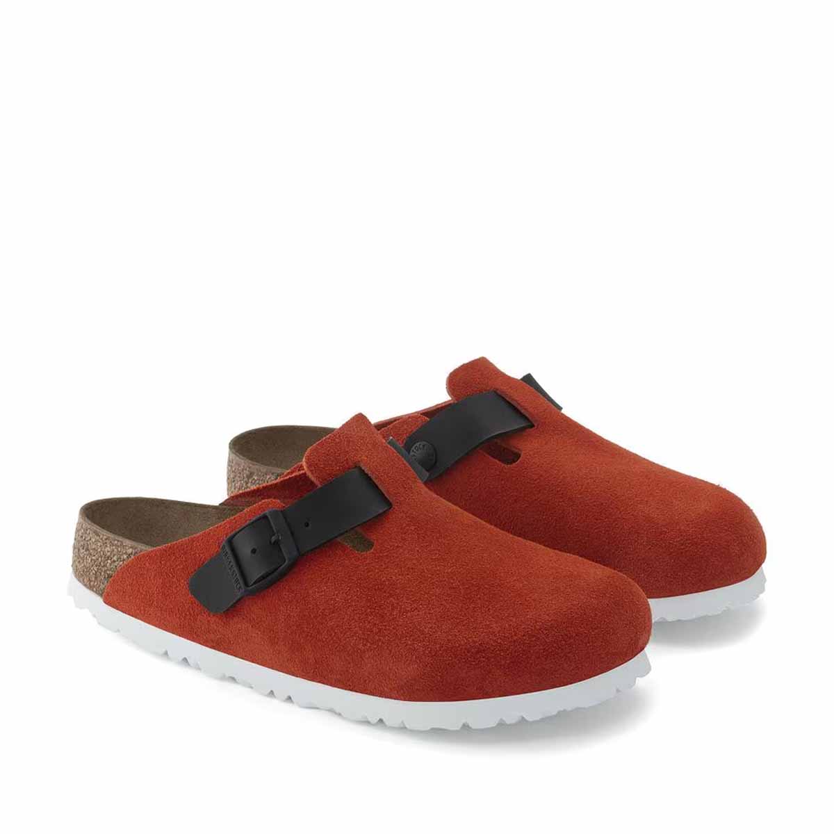 Birkenstock Boston Tomato Black כפכפי בירקנשטוק בוסטון אדום שחור לנשים