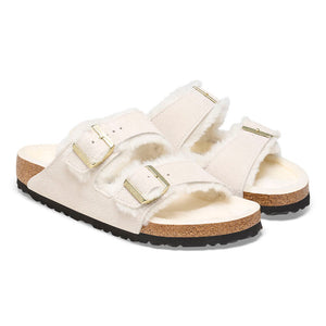 Birkenstock Arizona Shearling Antique White בירקנשטוק כפכפי נשים אריזונה עם פרווה