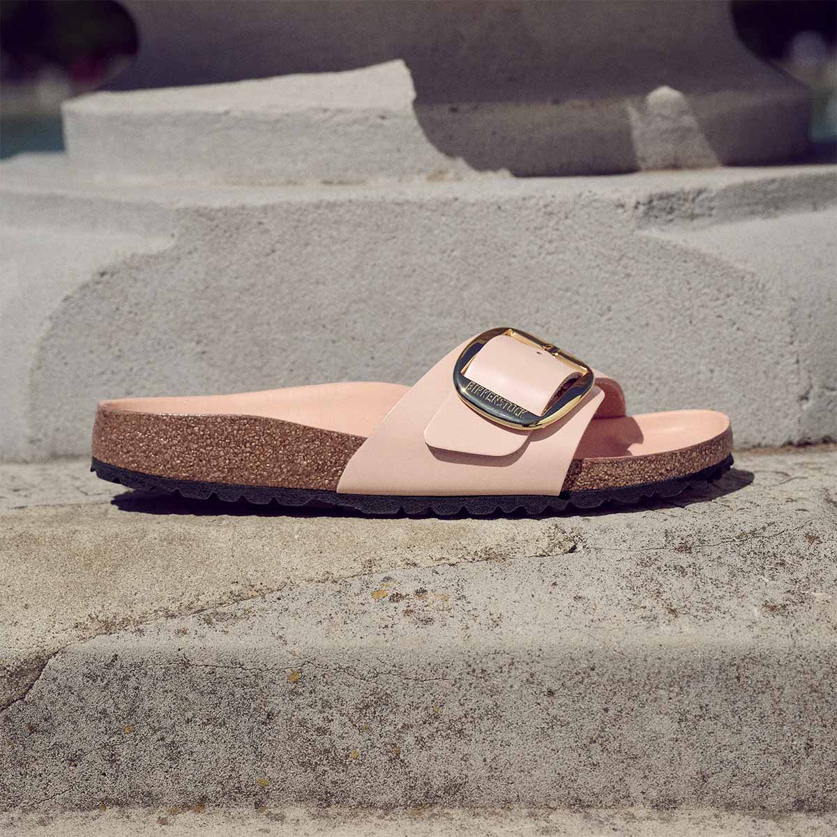 Birkenstock Madrid Big Buckle High Shine New Beige כפכפי בירקנשטוק מדריד אבזם בז