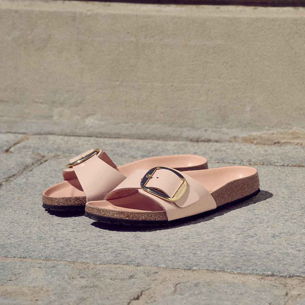 Birkenstock Madrid Big Buckle High Shine New Beige כפכפי בירקנשטוק מדריד אבזם בז
