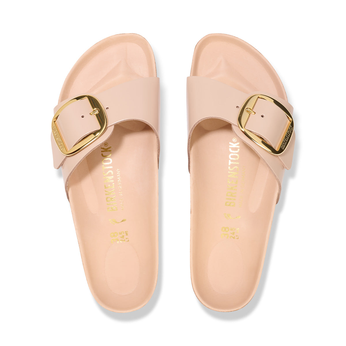 Birkenstock Madrid Big Buckle High Shine New Beige כפכפי בירקנשטוק מדריד אבזם בז