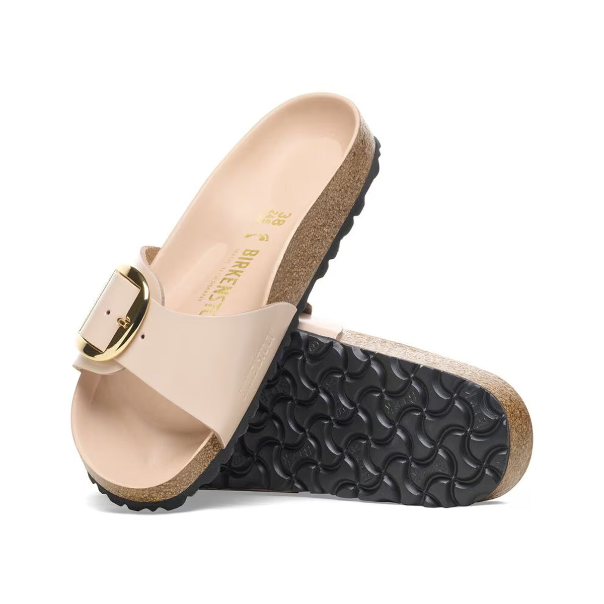 Birkenstock Madrid Big Buckle High Shine New Beige כפכפי בירקנשטוק מדריד אבזם בז