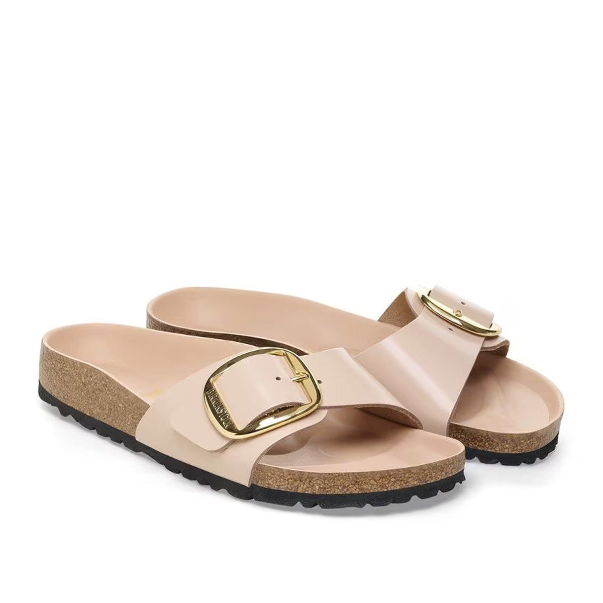Birkenstock Madrid Big Buckle High Shine New Beige כפכפי בירקנשטוק מדריד אבזם בז