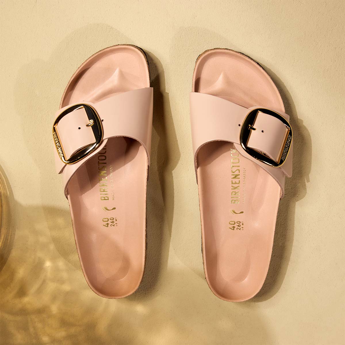 Birkenstock Madrid Big Buckle High Shine New Beige כפכפי בירקנשטוק מדריד אבזם בז