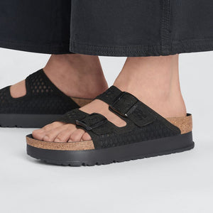 Birkenstock Arizona PAP French Piping Flex Platform Black כפכפי נשים שחור