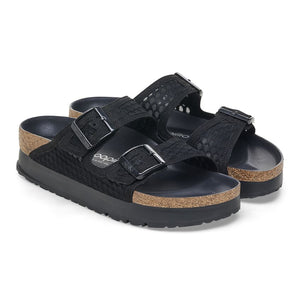 Birkenstock Arizona PAP French Piping Flex Platform Black כפכפי נשים שחור