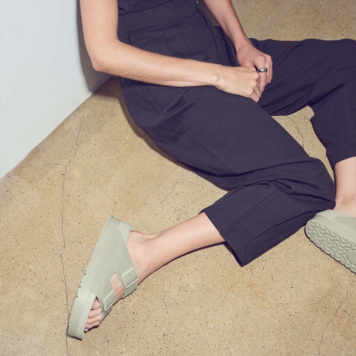 Birkenstock Arizona PAP Flex Platform Mineral Gray אריזונה פלקס פלטפורם אפור