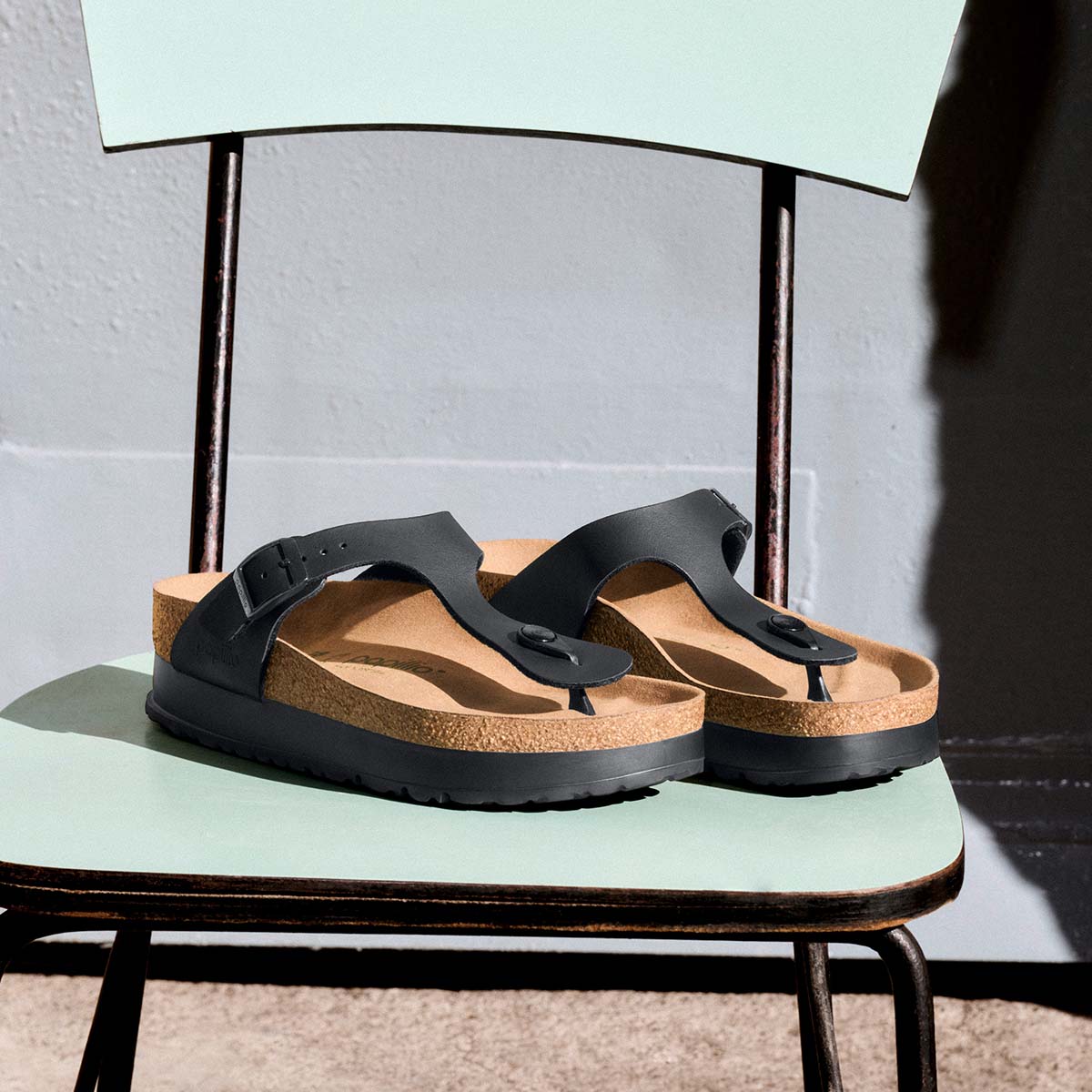 Birkenstock Gizeh PAP Flex Platform Black כפכפי בירקנשטוק לנשים גיזה פלטפורם שחור