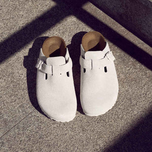 Birkenstock Boston BS Antique White כפכפי בירקנשטוק בוסטון לבן אנטיק לגברים