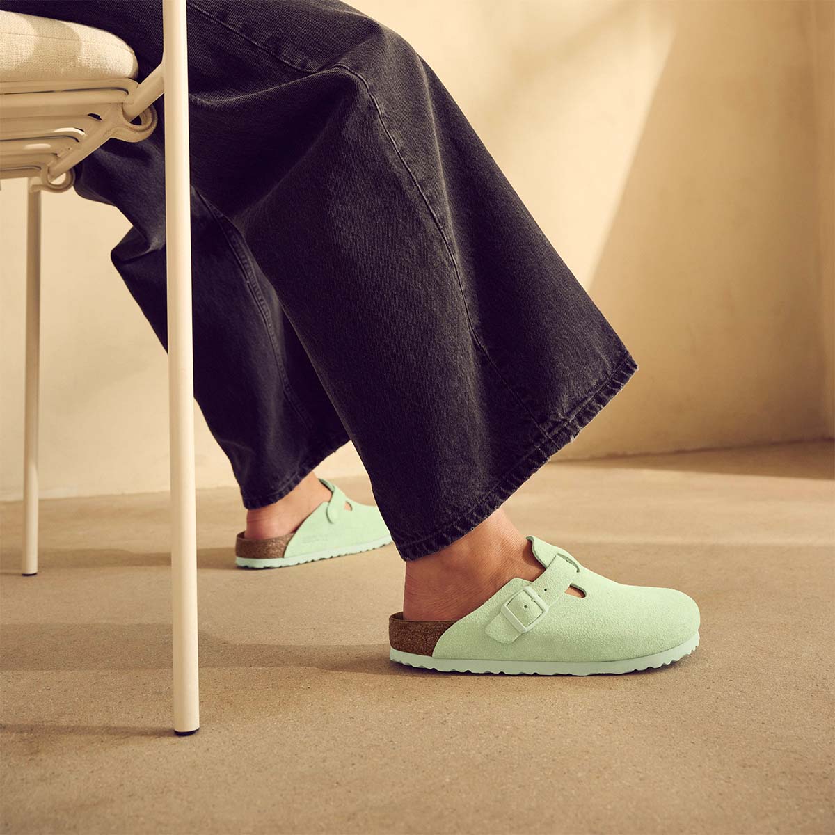 Birkenstock Boston BS Faded Lime כפכפי בירקנשטוק בוסטון ליים לנשים