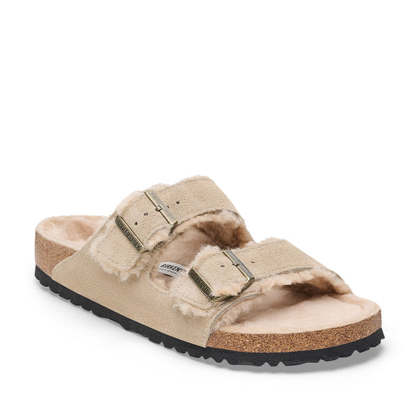 Birkenstock Arizona Shearling Taupe כפכפי בירקנשטוק אריזונה פרווה טיופ לנשים