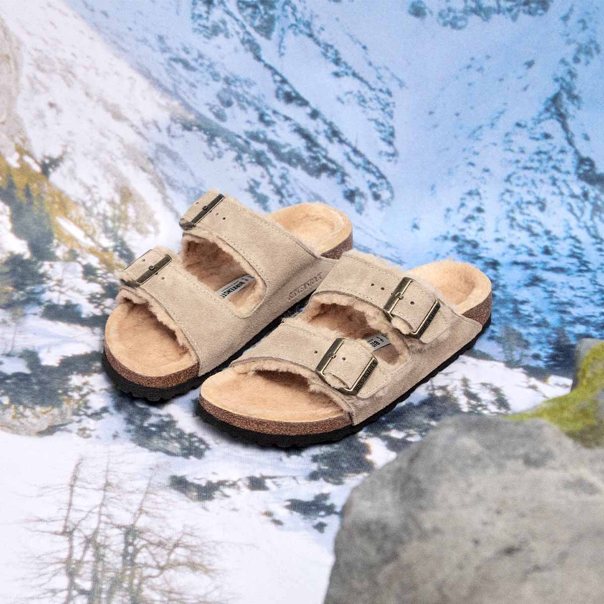 Birkenstock Arizona Shearling Taupe בירקנשטוק אריזונה פרווה טיופ כפכפי נשים