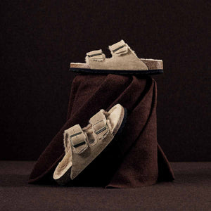 Birkenstock Arizona Shearling Taupe בירקנשטוק אריזונה פרווה טיופ כפכפי נשים