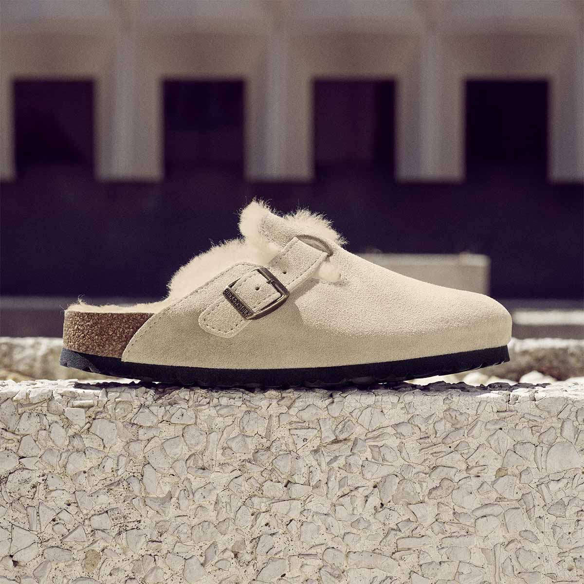 Birkenstock Boston Shearling Taupe כפכפי בוסטון פרווה טיופ לנשים