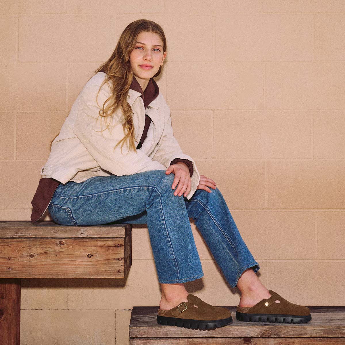 Birkenstock Boston Chunky Dark Tea כפכפי בוסטון צאנקי חום תה