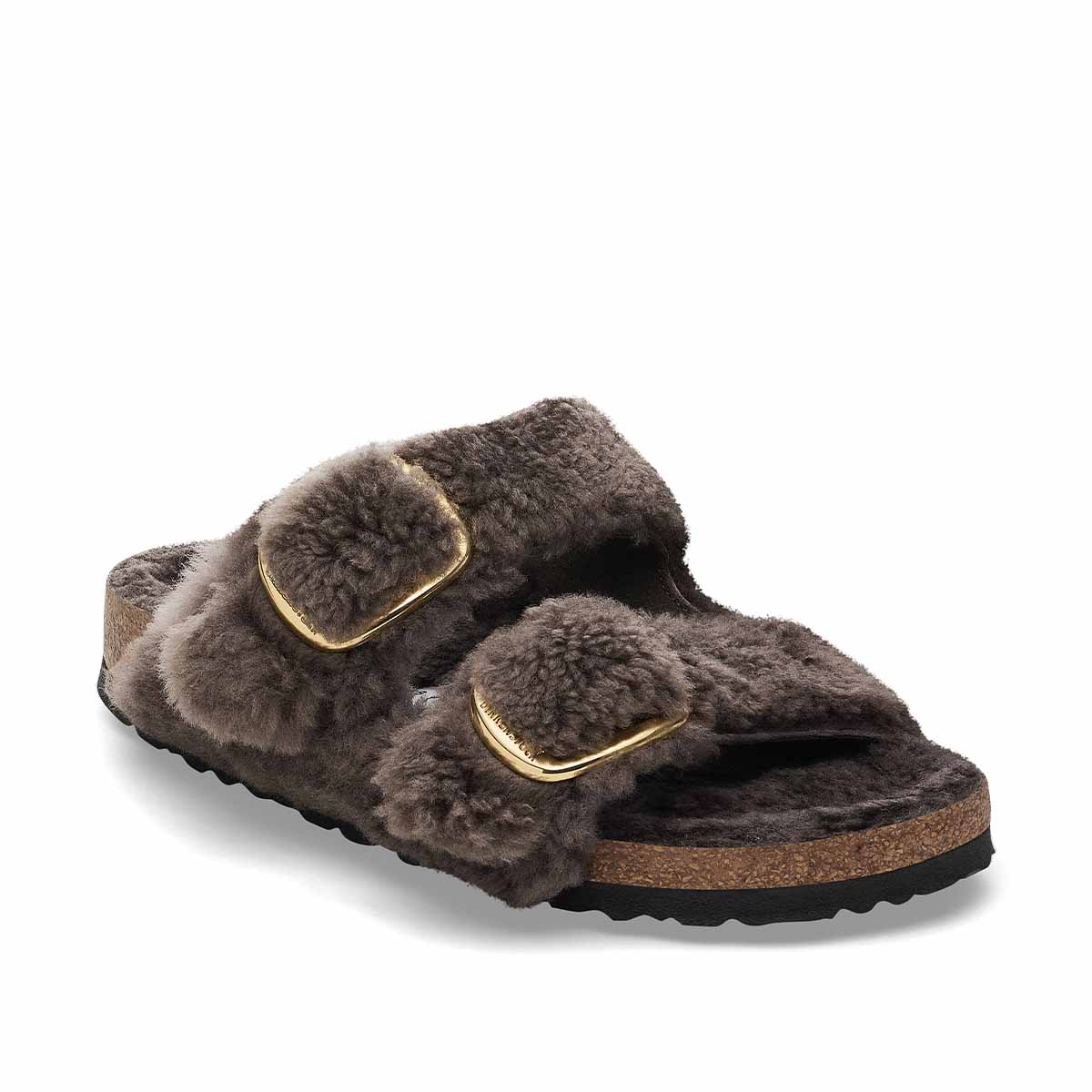 Birkenstock Arizona Big Buckle Teddy Concr Gray כפכפי נשים בירקנשטוק