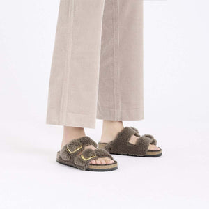 Birkenstock Arizona Big Buckle Teddy Concr Gray כפכפי נשים בירקנשטוק