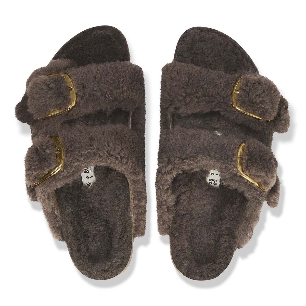 Birkenstock Arizona Big Buckle Teddy Concr Gray כפכפי נשים בירקנשטוק