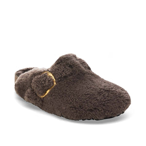 Birkenstock Boston Big Buckle Teddy Concr Gray כפכפי בוסטון בירקנשטוק לנשים