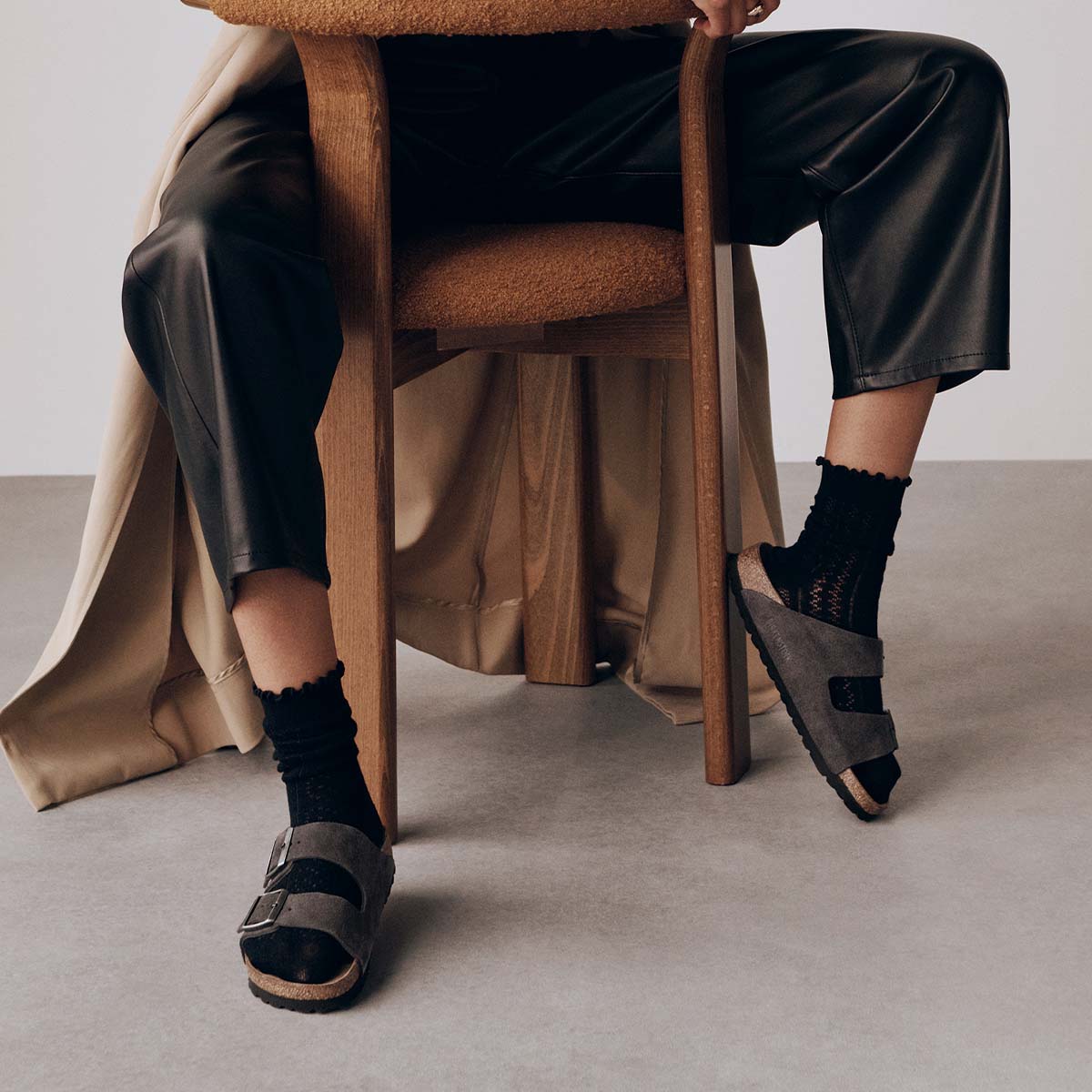 Birkenstock Arizona Velvet Grey כפכפי אריזונה קטיפה אפור יוניסקס