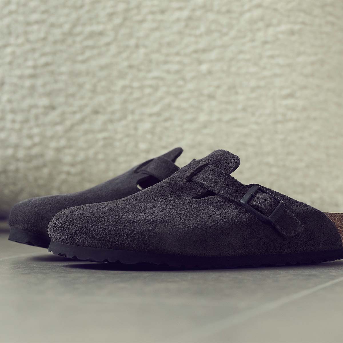 Birkenstock Boston Velvet Grey כפכפי בירקנשטוק בוסטון קטיפה אפור