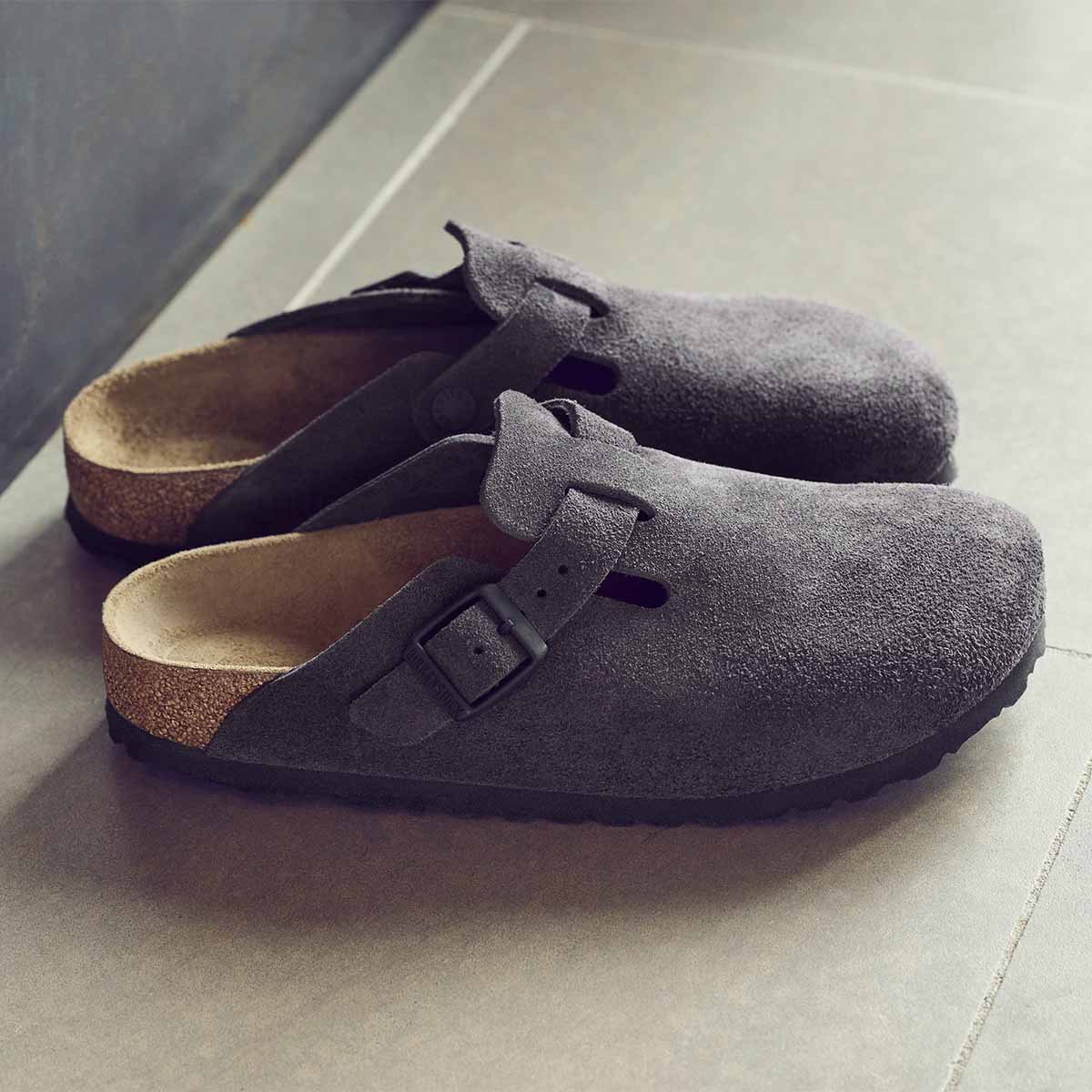 Birkenstock Boston Velvet Grey כפכפי בירקנשטוק בוסטון קטיפה אפור