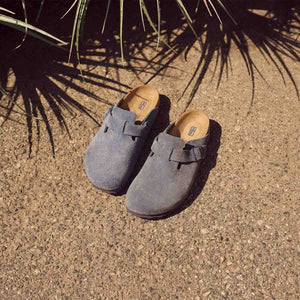 Birkenstock Boston Velvet Grey כפכפי בירקנשטוק בוסטון קטיפה אפור